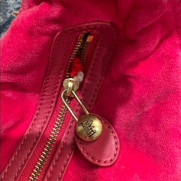 Y2K Juicy Couture Fuchsia hot pink Shoulder Bag Black embroidery handbag Rare - Picture 7 of 8